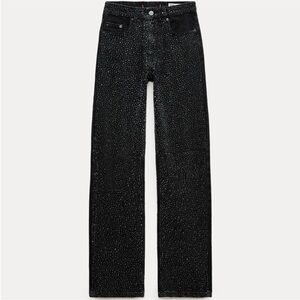 ZARA STRAIGHT CUT RHINESTONE JEANS NWT MIDRISE